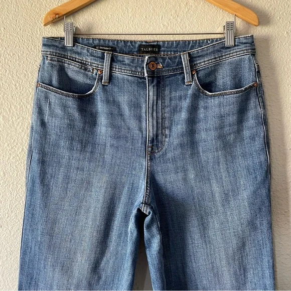 Talbots Stovepipe Jeans Women’s 12 Blue Medium Wash Cropped Wide Leg High Rise - Picture 4 of 15